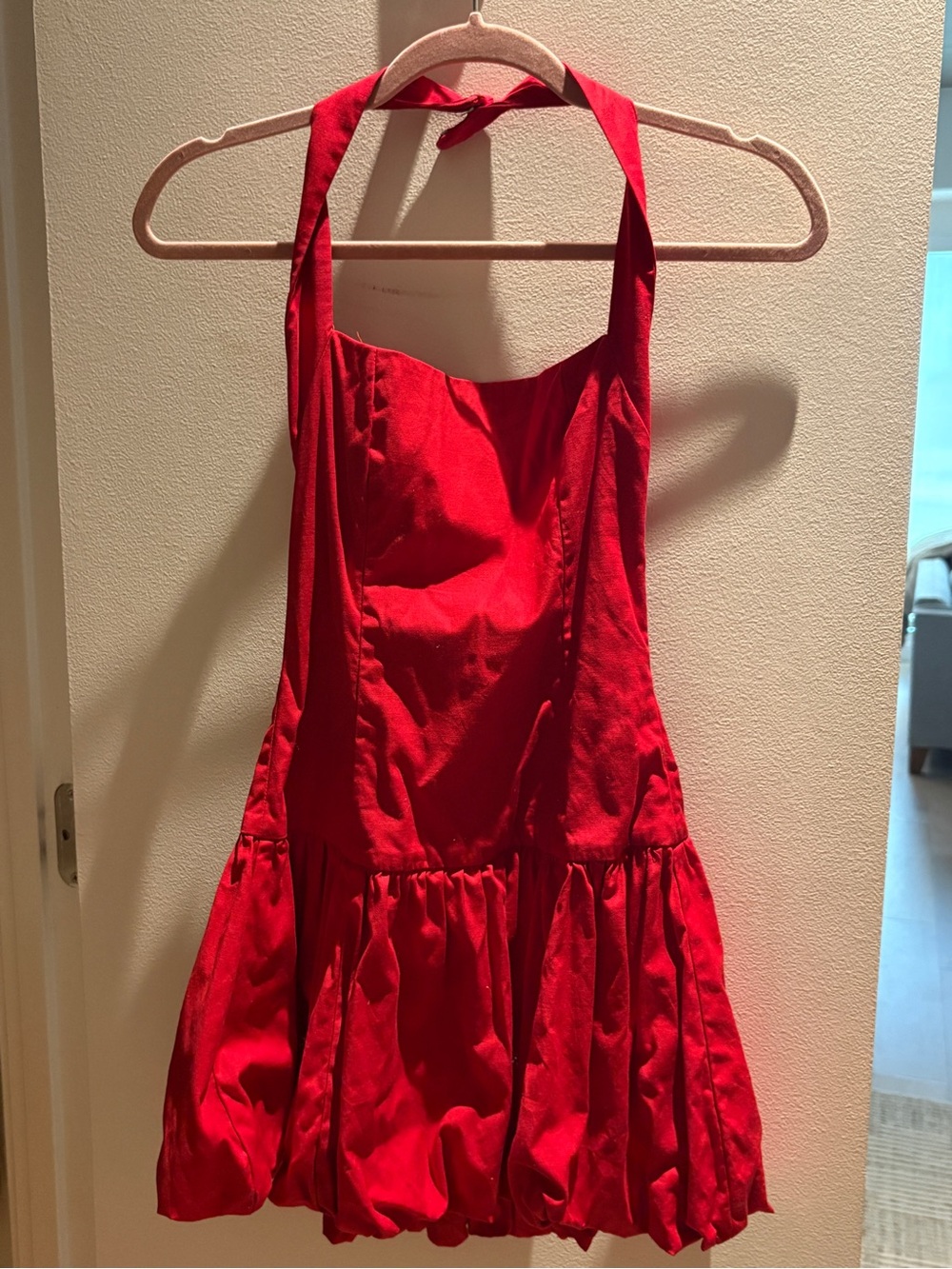 Reformation Red Halter Bubble Mini Dress